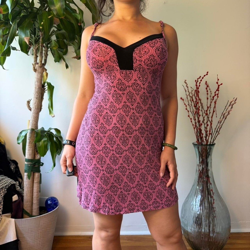 Marilyn Monroe Pink Black Mcbling Fairy Beachy Mini Dress Large